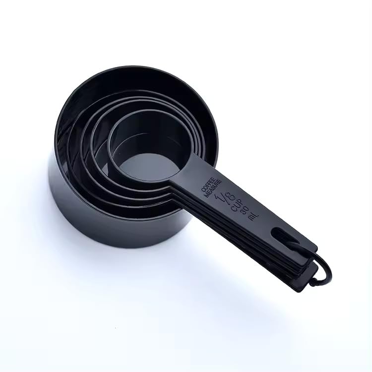 Ovenza 10-Piece Plastic Measuring Cups and Spoons Set Black - Nesting Kitchen Baking Tools Dishwasher Safe