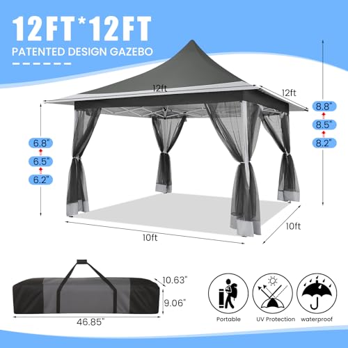 COBIZI 12x12 Pop Up Gazebo Review: Peaked Roof Shelter with Mosquito Netting image 22