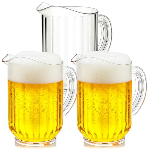 3 Pack (60 oz) Plastic Pitcher Unbreakable Jug,Restaurant-Grade Polycarbonate Beverage Dispenser with