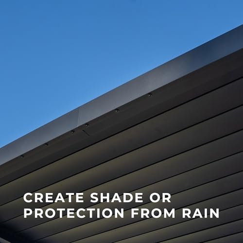 Backyard Discovery Evanston 14'x10' Galvanized Steel Wall-Mounted Louvered Pergola Kit with Adjustable Roof, Shade, Rain Protection, High-Wind Rating, PowerPort, Gutter System for Outdoor Patio, Deck image 23