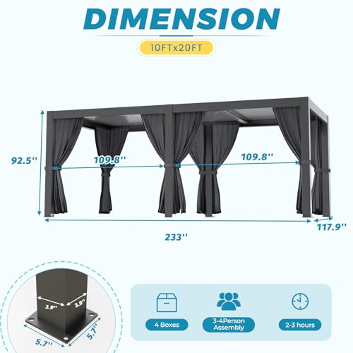 LVUYOYO Outdoor Louvered Pergola Review: 10' x 20' Adjustable Aluminum Patio Shelter image 19