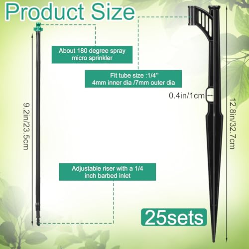 25 Pcs 12.8 Inch Drip Irrigation Stakes with 180 Degree Sprayer Emitters photo 12