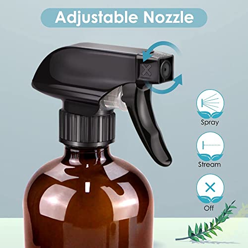 Bontip Glass Spray Bottle 16 oz for Cleaning, Plants (2 Pack, Amber) photo 9