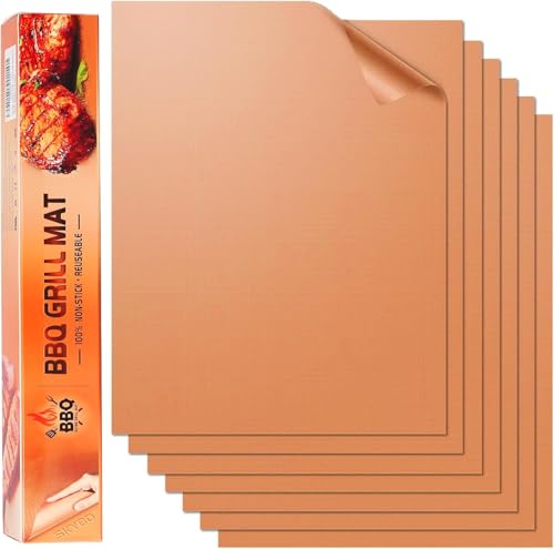Copper Grill Mats for Outdoor Grill(Set of 6), Nonstick & Easy to