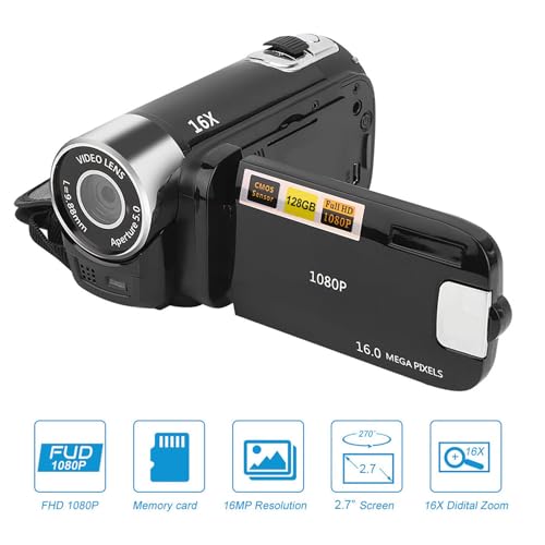 Digital Camcorder, DH-90 16X Digital Zoom 2.7 Inch Colourful Display Screen, High Definition Camera Image Video Shooting Camcorder US Plug 110-240V