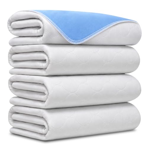 Heavy Absorbency Bed Pad, Washable and Reusable Incontinence Bed Underpads, 34"X36" (4