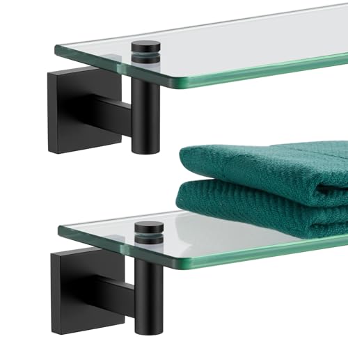 KOKOSIRI Bathroom Shelves Glass Floating Shelf 20-Inch for Bedroom Living Room Kitchen