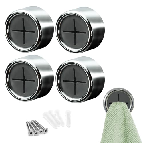 S&T INC. Adhesive Push Towel Hooks, 4 Pack, Grey | 2 Installation