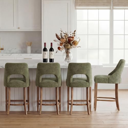 UVV Bar Stools Set of 4, Upholstered Counter Height Bar Stools, Modern