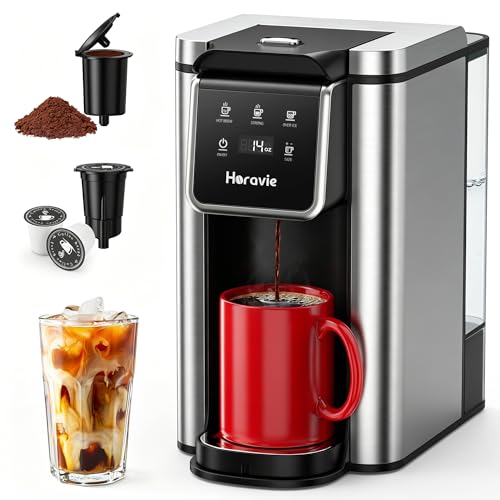 Horavie Single Serve Coffee Maker for K-Cup Pod & Grounds, Hot &