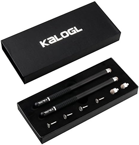 Stylus,styli {2 pack} 2 in 1 Fine Point Universal Stylus Pen with 4 Replacement Discs and 2 Micro-knit Hybrid Fiber Tips for iphone Ipad Samsung Galaxy Huawei(Black+Black)