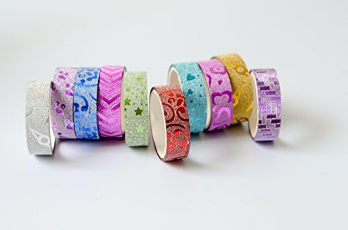 Glitter Washi Tape Set 40 Rolls -Made of Cute Designs Great For Decor Projects Arts Crafts DIY Masking Scrapbooking, Gift Box (40 Rolls Tape Set)