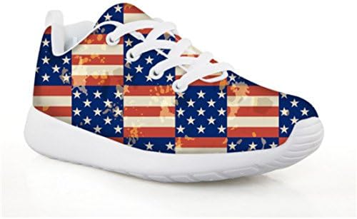 Boy's American Flag Printed Lightweight Walking Running Shoes CA4822BN / 13.5