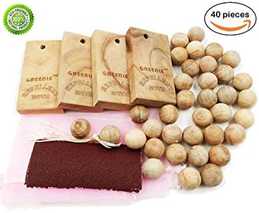 Moth Repellent Natural Camphor Wood Root Blocks and Balls Aromatic Non-toxic Repel Pests Pack Moth protection for Closet Freshener and Drawer Storage Accessories 40 pieces