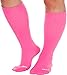 LISH Plain Jane Wide Calf Firm Extra Compression Socks - Graduated 20-30 mmHg Knee High Plus Size Support Stockings (Pink, M/L)