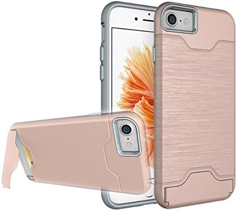iPhone 7 Plus Cases:LongRise iPhone 7 Plus Shockproof Armor Stand Case Hybrid Back Cover for iPhone 7 Plus 5.5 inch with Card Slot (Rose Gold)