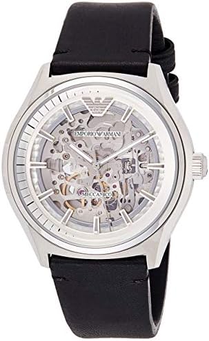 emporio armani men's automatic leather watch