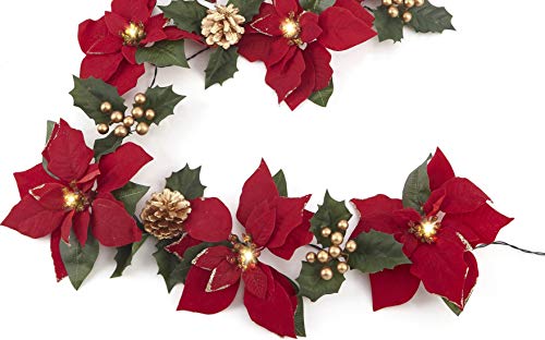 1 Homeseasons+Pre+Lit+Artificial+Poinsettia+Garland