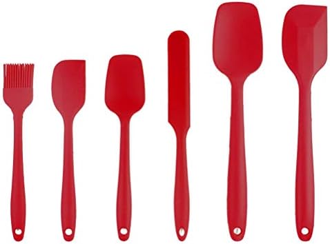 SUMERSHA Silicone Spatula Set Heat Resistant Cake Cream Butter Spatulas Mixing Batter Scraper Non-Stick Flexible Baking Cooking Tool (6pcs different spatula)
