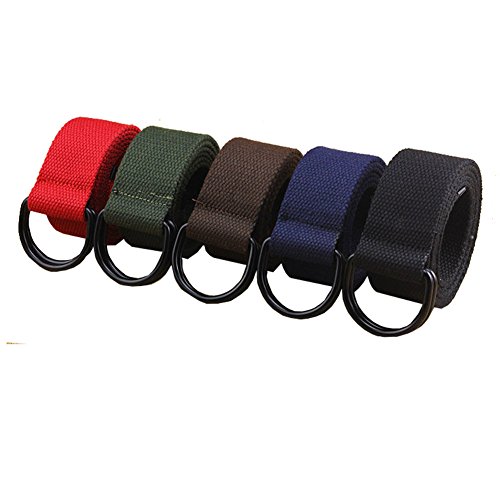 Mens & Womens Canvas Belt with Black D-ring 1 1/2" Wide 54" Long Solid Black