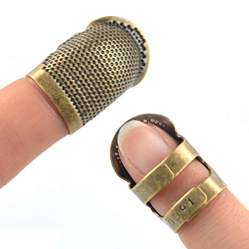 Yolyoo 6pcs Copper Finger Protector Adjustable Fingertip Thimble Sewing for Sewing Embroidery Needlework, Medium