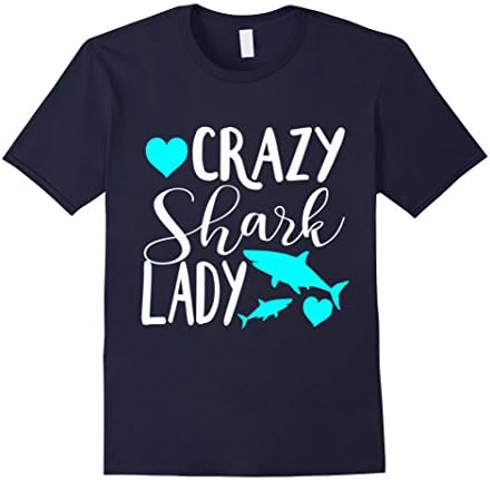 Mens Crazy shark lady shirt shark lovers gift tshirt XL Navy