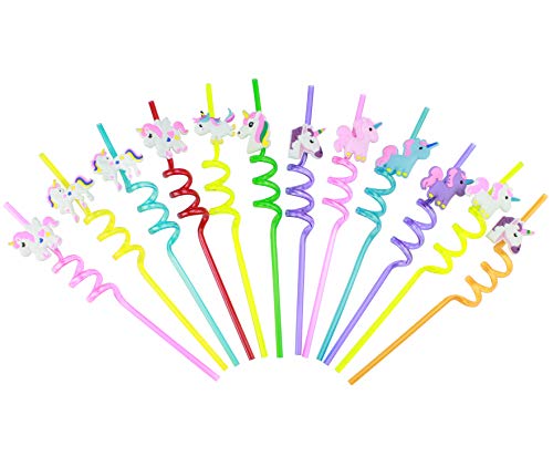 24 Value Pack of Fun Unicorn Straws, Multiple Designs, Unicorn Stickers and Tattoos, Twist Design, Many Unique Unicorn Designs and Colors, Perfect Unicorn Party Favor