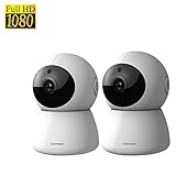 DophiGo Set of 2 1080P HD Dome 360° Wireless WiFi Baby Monitor Safety Home Security Surveillance IP Cloud Cam Night Vision Camera for Baby Pet Android iOS apps