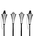 BIRDROCK HOME 4 Pack Outdoor Conical Torches - Flame Lamp - Satin Silver Patio Lighting - Metal Genie Torch