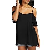 Welcomeuni Loose Off Shoulder Stretch Top Blouse for Women (XL, Black)