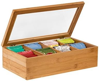 Saganizer Tea Box Tea Storage Bamboo Natural, Nice Tea Chest Tea Packaging Good for Tea Bag Holder by Saganizer