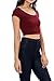 Womens Trendy Solid Color Basic Scooped Neck and Back Crop Top Burgundy Medium