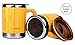 Stainless Steel Bamboo Coffee Mugs with Handle & Spill Resistant Lids (Set of 2), Natural Wood Wooden Light Unbreakable Design Eco Friendly Insulated Coffee Tea Travel Mugs; 11 Oz.