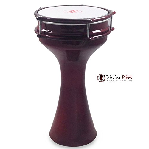 Zaza Percussion 16'' (Length) Turkish Aluminum Darbuka Doumbek, Synthetic Head (Red Wine)