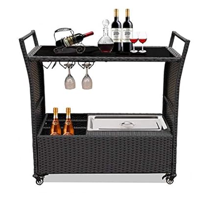 Amazon Com Patio Bar Carts For The Home Cart On Wheels With Wine