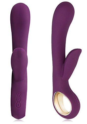 Sexy Slave Alice\'s Rechargeable Dual Wand 6-Function Waterproof G-Spot and Clitoral Rabbit Vibrator, Purple