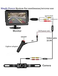 LeeKooLuu Kit de cámara de seguridad y monitor para coche RV camión recogida furgoneta cámara de visión nocturna impermeable visión trasera cámara de visión única inversión uso continuo 4.3 Display Grid líneas