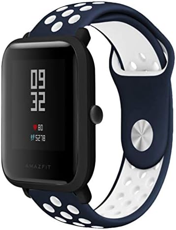 Huami Amazfit Bip Band Reakle Silicone Smart Watch Replacement Strap for Huami Amazfit Bip/Samaung Gear Sport Smart Watch (Blue+White)