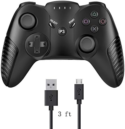 OYW Wireless Bluetooth Six Axis Dualshock Game Controller for PS3 with 3 ft Charging Cable