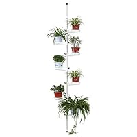 Indoor Plant Storage, FOME 7-Layer Metal Spring Single Pole Stand Corner Flower Display Rack Plant Storage Shelf Hanging Plant Stand Planter Rack Indoor