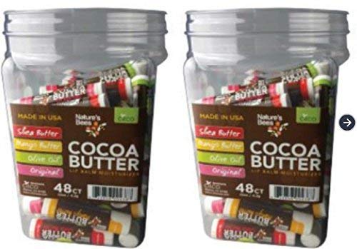 96 Pack Nature’s Bees Cocoa Butter Lip Balm Tubes Moisturizer All Natural Chap Treatment (96 pack)