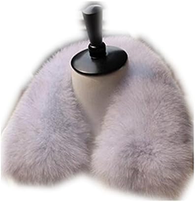 Gegefur Women's Genuine Short Fox Fur Collar Scarf Wrap Shawl Warmer (50cm, light-gray)