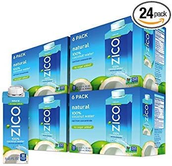 ZICO Premium Natural Coconut Water Drinks, No Sugar Added Gluten Free, 8.45 Fluid Ounce (Pack of 24) (24 Count (2-Pack))