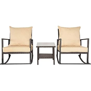 outdoor rocking valita conversation furniture wicker pe pcs patio end glass table cushions chairs yellow