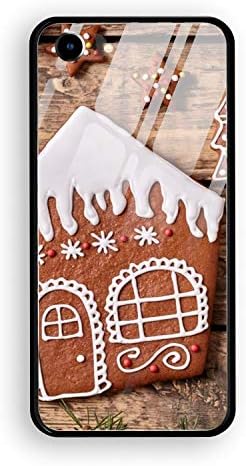 Christmas New Year Cookies iPhone 7 iPhone 8 Case Luxury Tempered Glass Back Cover with Soft TPU Bumper Frame Shock Absorption 360 Degree Full Protection