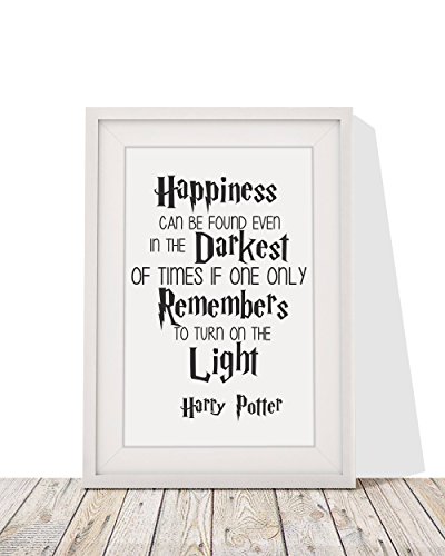 Harry Potter Inspired Quote ‘Happiness Can Be Found In Even The Darkest Of Times’ Framed A4 Print and 12×10 Glazed Frame With Mount Gift Idea