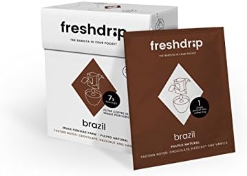 Freshdrip, Brazil, Dark Roast - Single Portion Coffee Filters Each Filled with 10g of Delicious Ground Coffee - Perfect for on The go, Festivals, Camping and The Outdoors