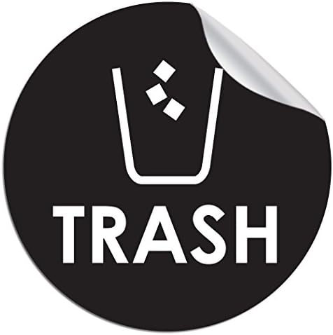 Trash Bin Sticker Decal Label - 4" x 4" - Organize & Coordinate Garbage Waste from Recycling - Great for Metal Aluminum Steel or Plastic Trash Cans - Indoor & Outdoor - Use at Home Kitchen & Office