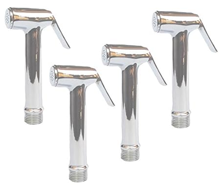 CB_#012SK Silk Health Faucet 100% Pure Brass by Made 4 Full Set with Stainless Steel Flexible Hose 4 pcs.(1.5 mtr.)+ Wall Hook PVC. 4 pcs. Made in India FACUET