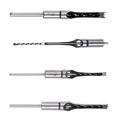 image for ZKer 4Pcs Woodworking Square Hole Drill Bit Sets Wood Mortise Chisel T